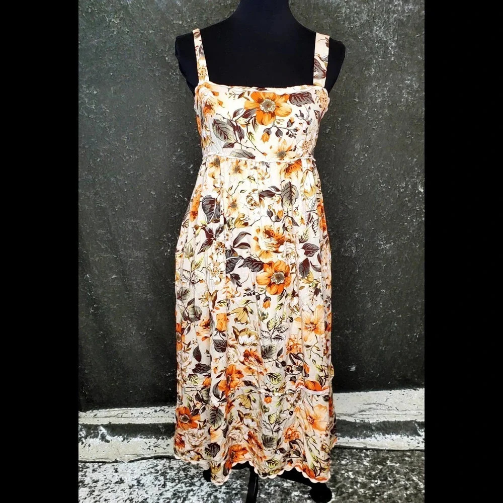 O.P.T Floral Yellow/Orange‎ Midi Dress